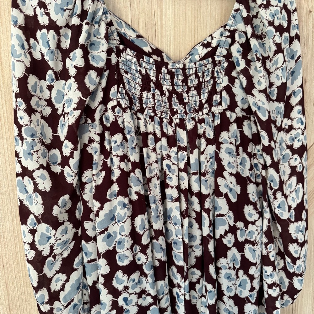 🆕 Abercrombie Long Sleeve Floral Babydoll Mini Dress Size Small - Picture 6 of 8